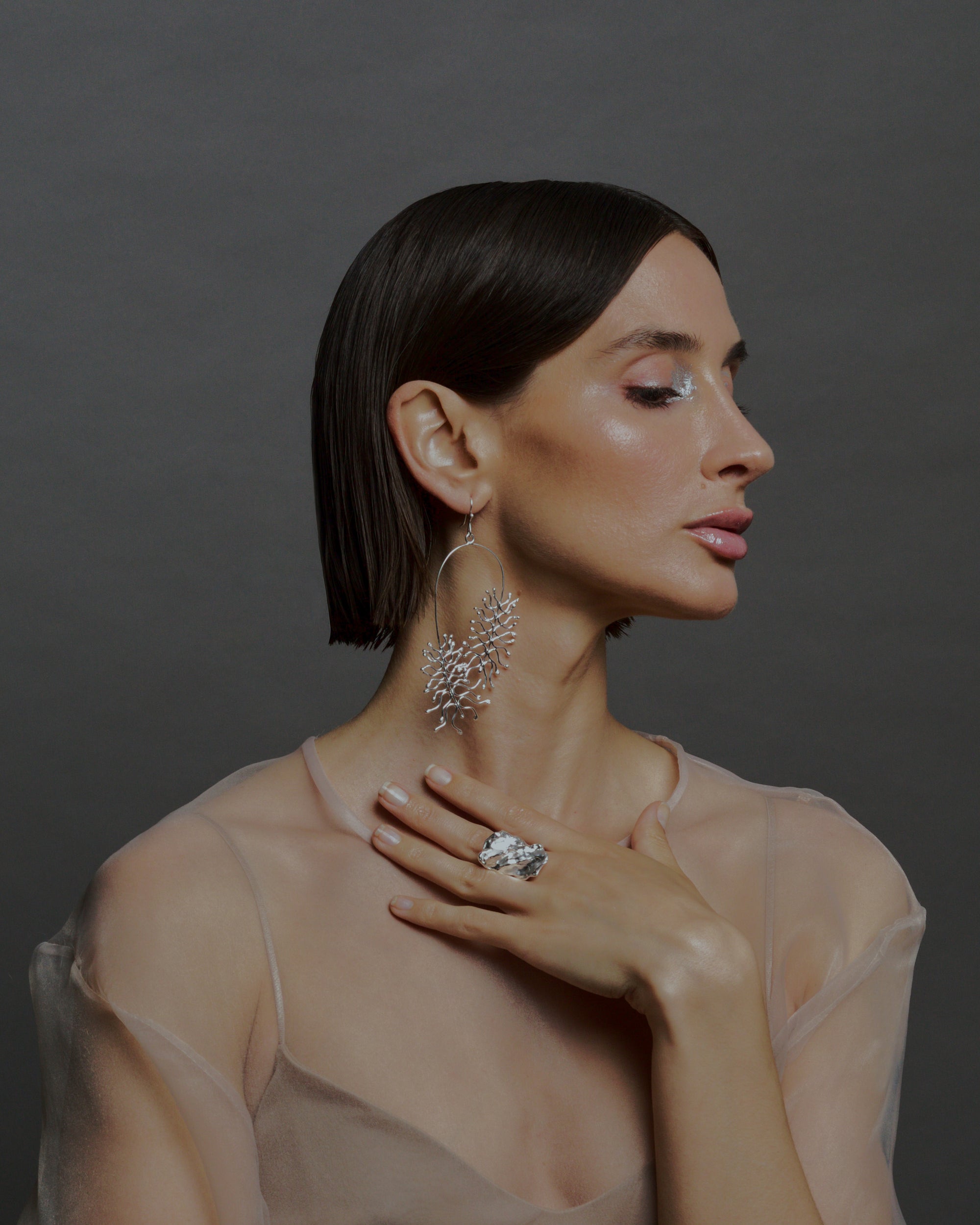 Coral Earring - Handmade in 925 Silver