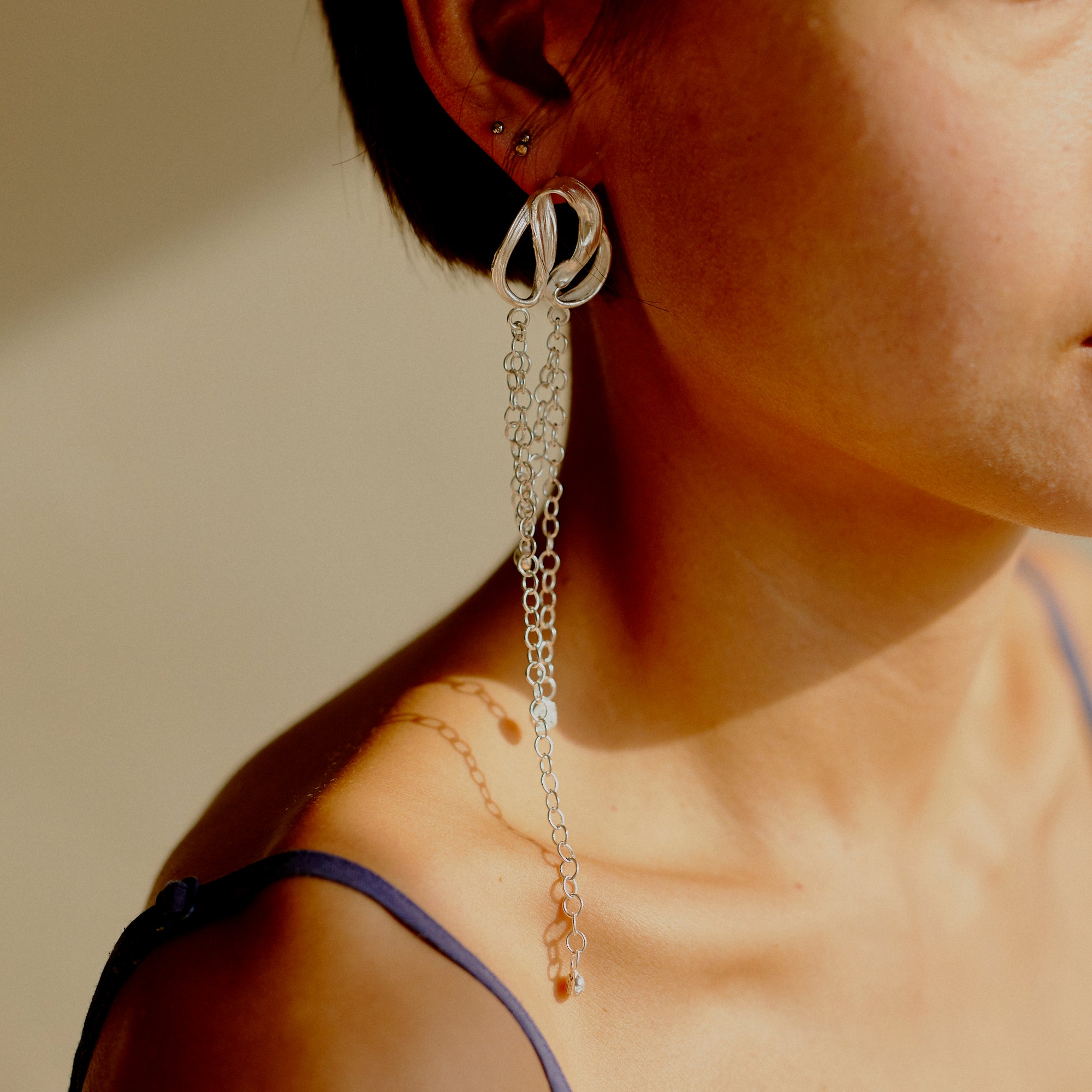 Ribbon Earrings - Handmade in 925 Silver