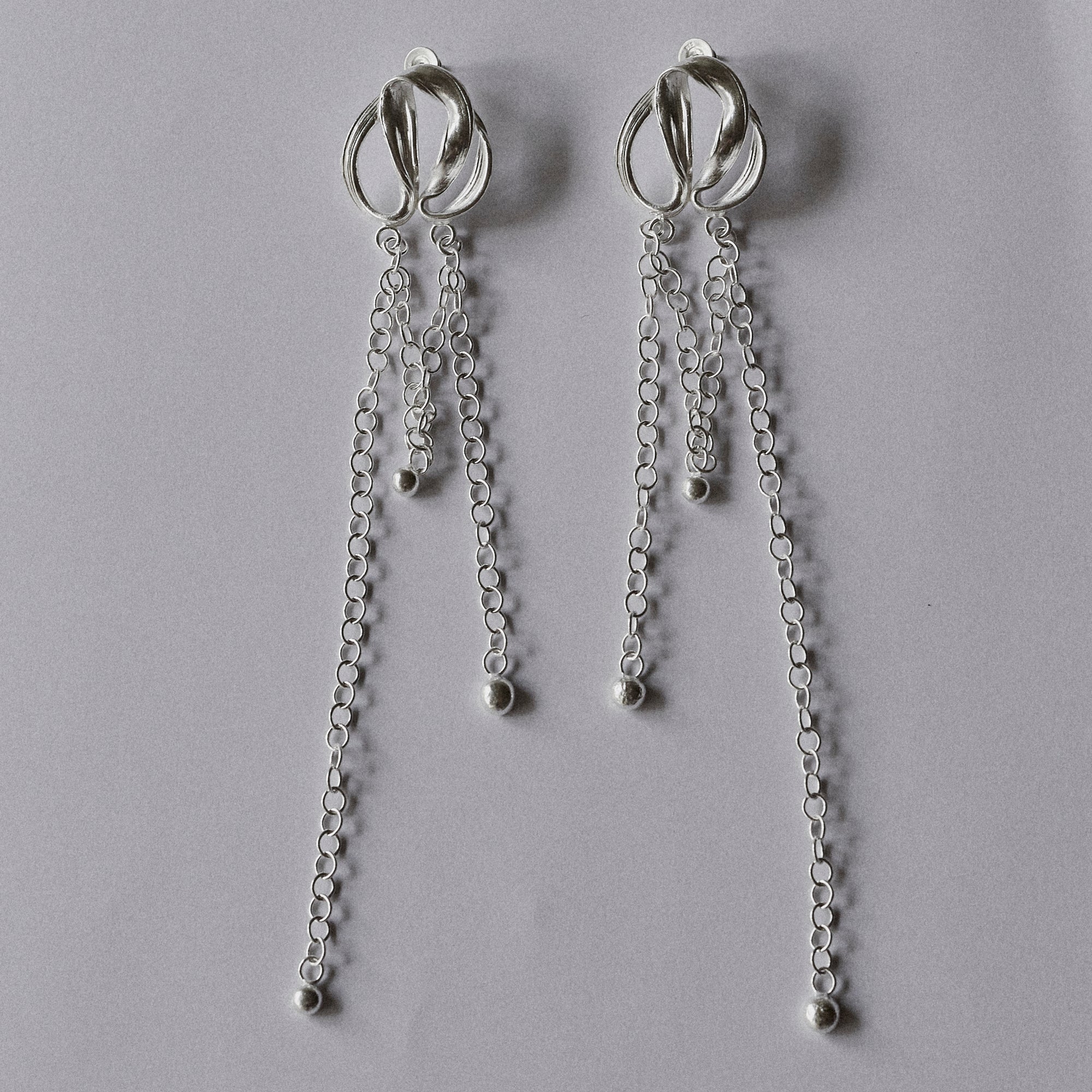 Ribbon Earrings - Handmade in 925 Silver