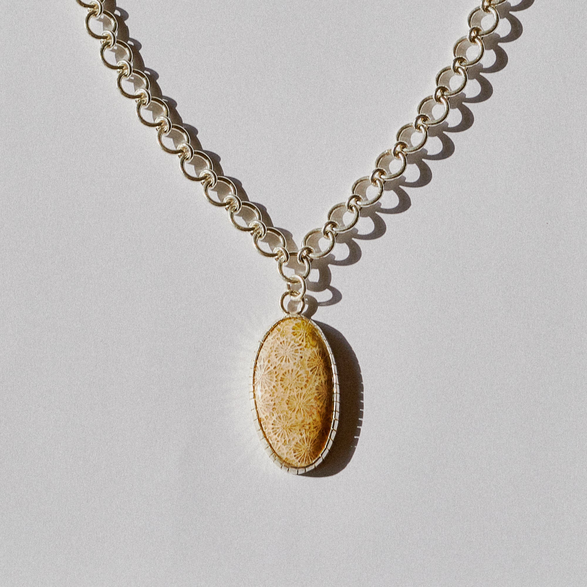 Coral Fossil Necklace - Handmade in 925 Silver